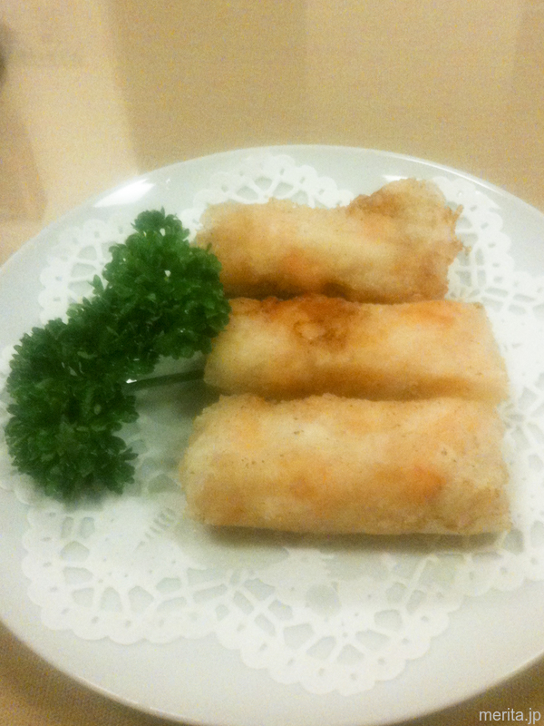 エビのウエハース包み揚げ (明蝦巻) @隆蓮.横浜中華街