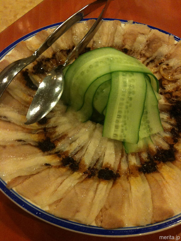 雲白肉片 (豚肉の薄切り辛子ニンニクソース) @福満園新館.横浜中華街
