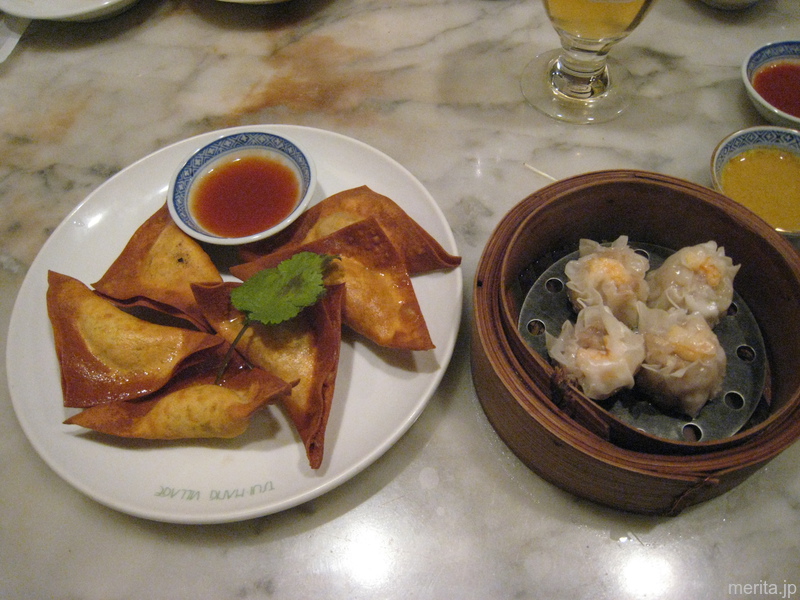 炸雲呑 (揚げワンタン) + 蝦肉焼売 (エビシュウマイ) @翠亨邨茶寮.横浜中華街