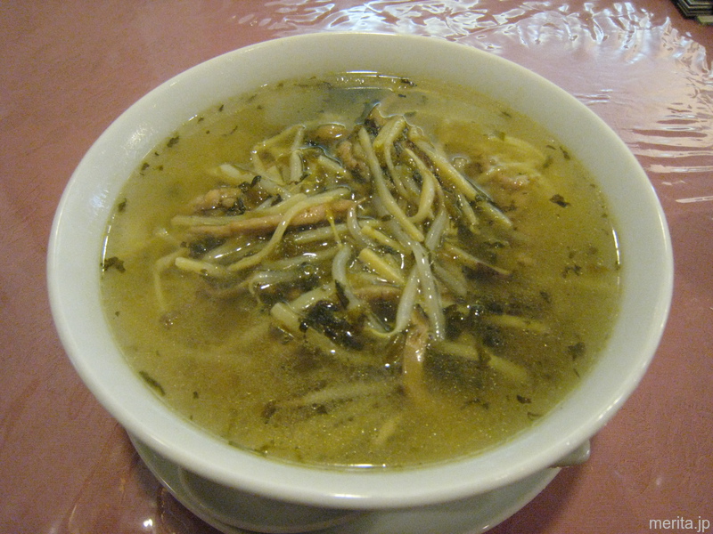 咸菜湯麺 (高菜入りつゆソバ) @獅門酒楼.横浜中華街
